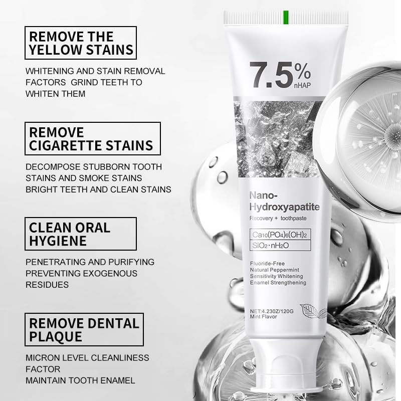 2 Pcs Hydroxyapatite Toothpaste, 7.5% Nano Hydroxyapatite Toothpastes